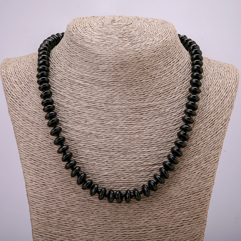 Colier cu mărgele din agat natural, discuri, diametrul 10×4,5 mm, lungime 45 cm +