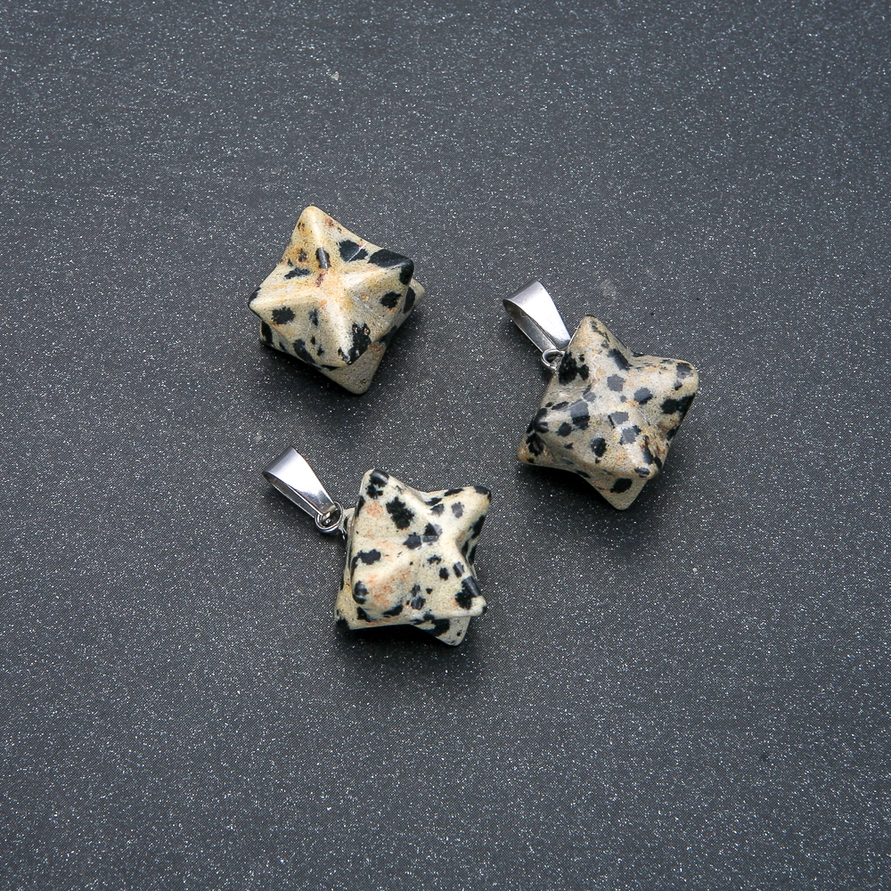 Pandantiv Merkaba din jasper dalmatian 10×10 mm