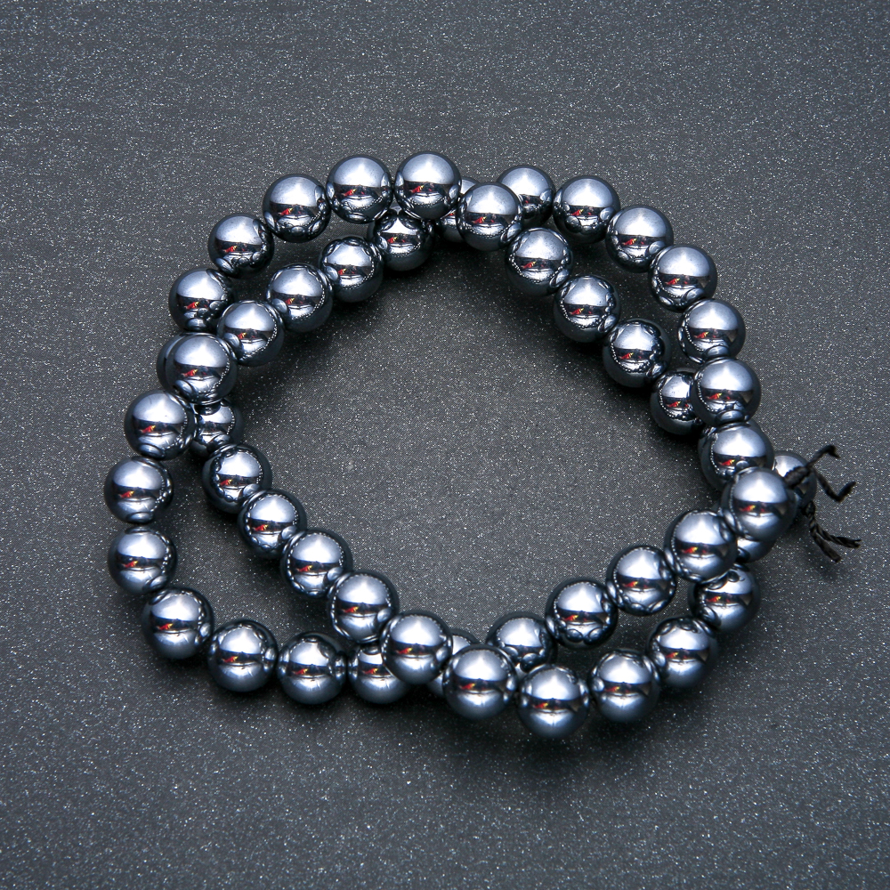 Mărgele pe șnur din terahertz, formă sferică netedă, diametrul 10 mm, lungime 39 cm