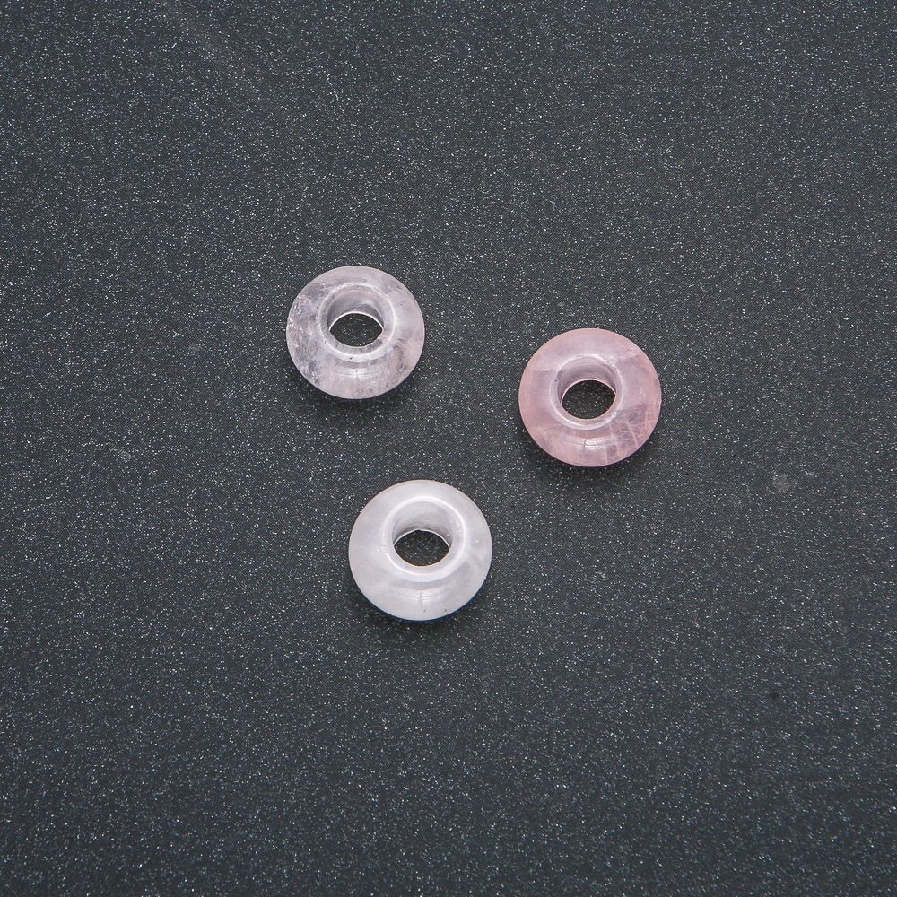 Mărgea Pandora din cuarț roz natural 14x7mm, diametrul orificiului 5,5mm+