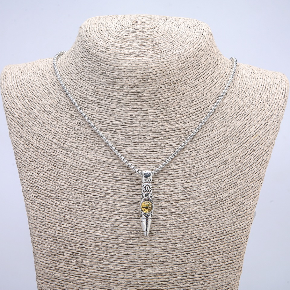 Кулон "Куля Око дракона" 45х10мм на ланцюжку, довжина 70см + - сріблястий метал