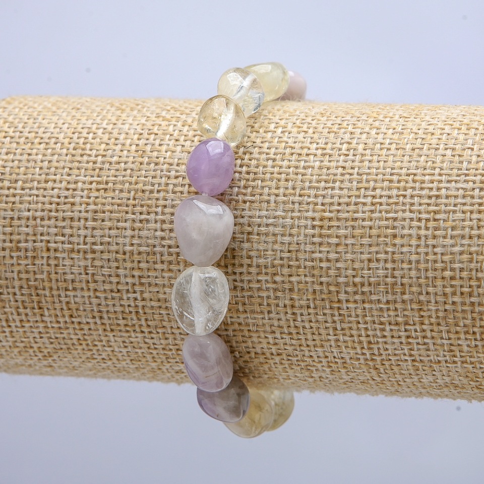 Brățară pe elastic, Asortiment de pietre naturale șlefuite, diametrul 12×8 mm, circumferința 18 cm +