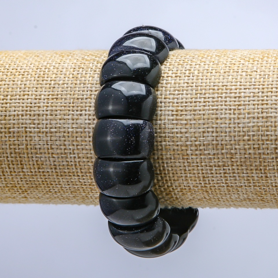 Brățară elastică din aventurin natural, verigi plate 20×12 mm