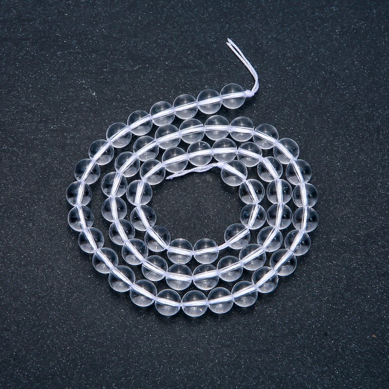 Mărgele din cristal de munte, pe șnur, netede, diametru de 6 mm, lungime de 38 cm