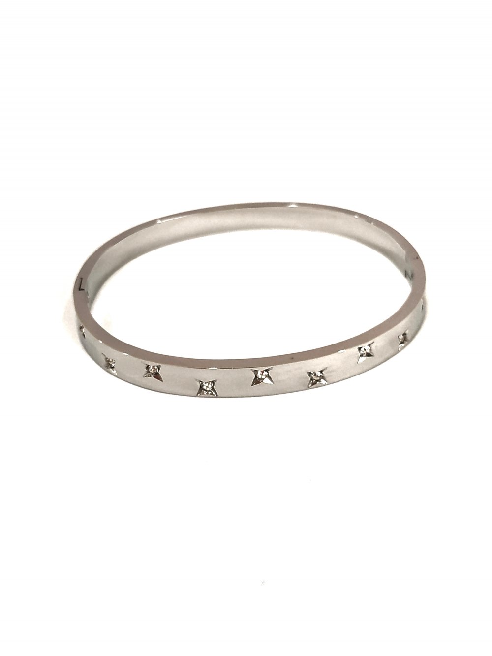 Brățară Xuping rodiu cu cristale albe, grosime 6 mm + -, diametrul 64×53 cm +