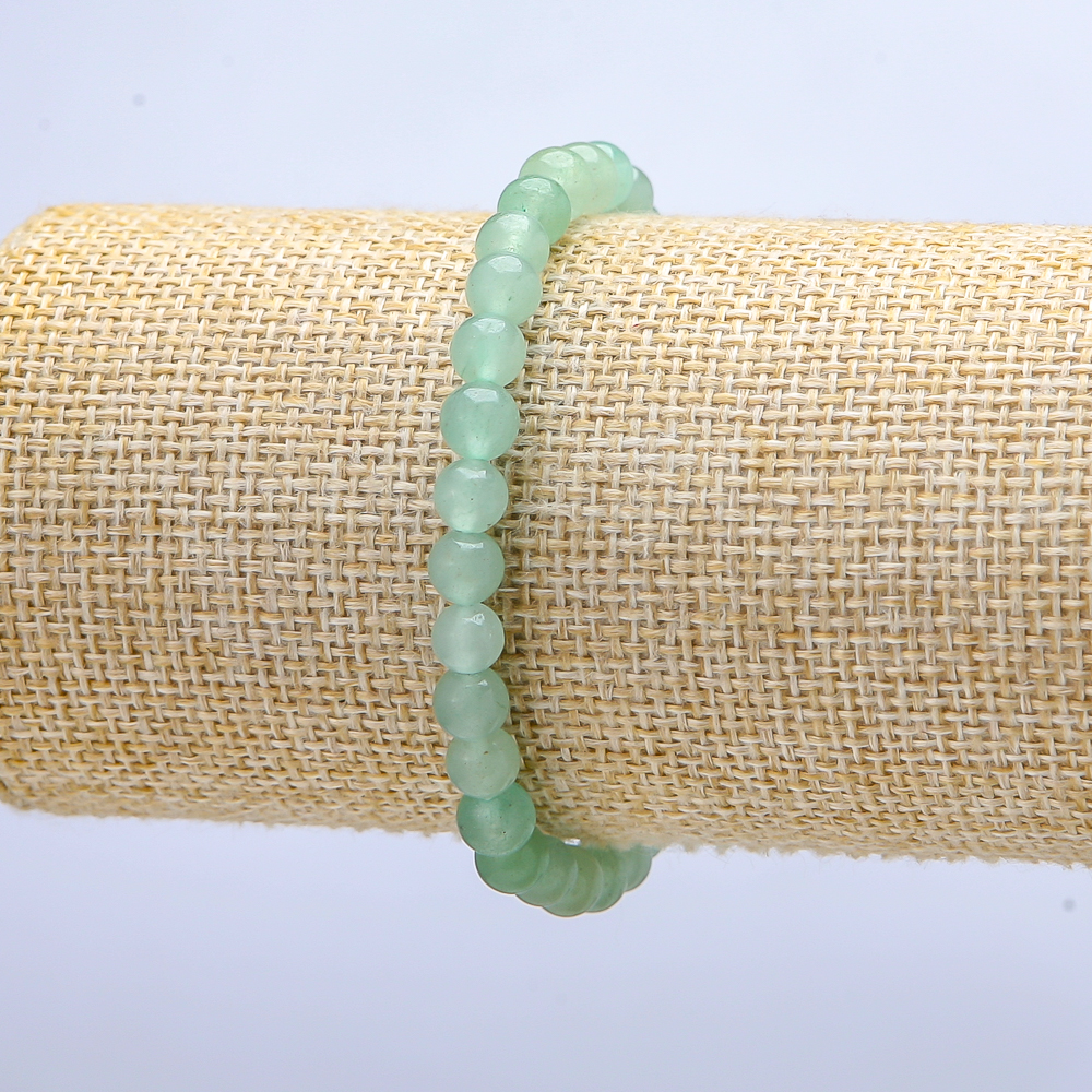 Brățară pe elastic din nefrit, bile netede, diametru 6 mm +/-, lungime 18 cm +/-