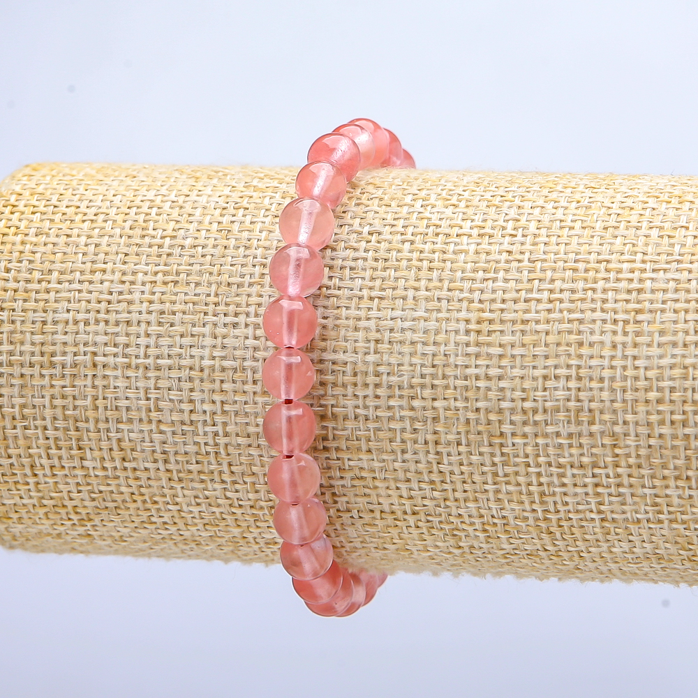 Brățară elastică din calcedon sintetic, bile lucioase, diametru de 6 mm (+/-), lungime 18 cm