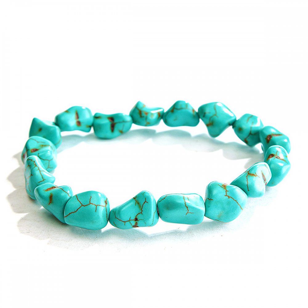 Brățară elastică din turcoaz verde cu vene de textură ciocănită