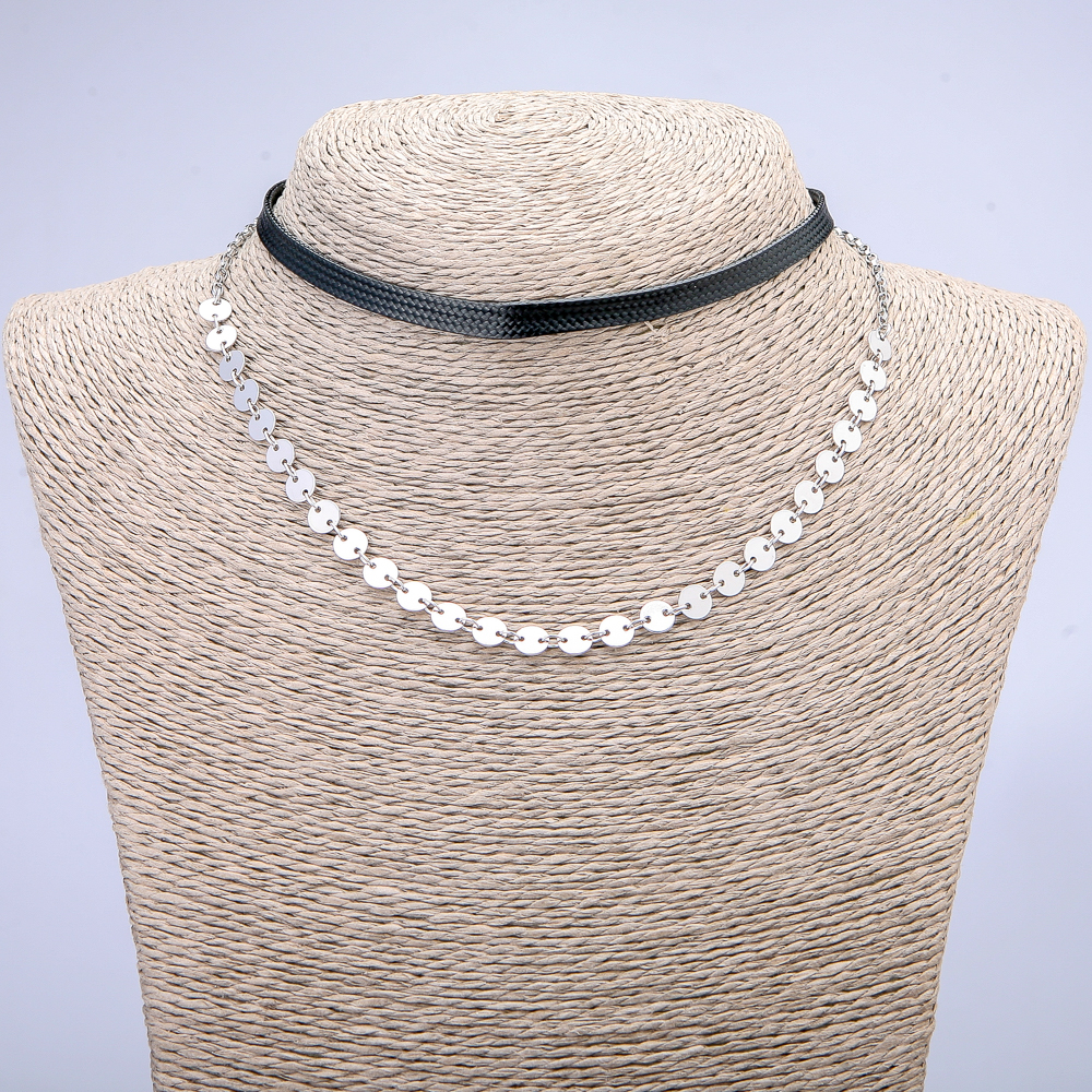 Choker Xuping rodiu și șnur, grosime 5,5 mm, lungime 31–39 cm