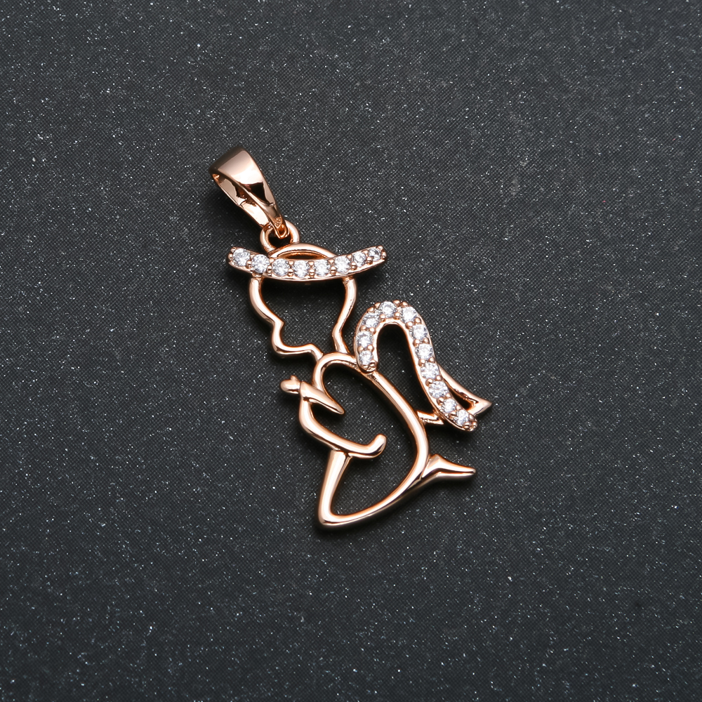 Кулон Xuping Позолота 18К Ангел з білими стразами, діаметр 27х14мм +