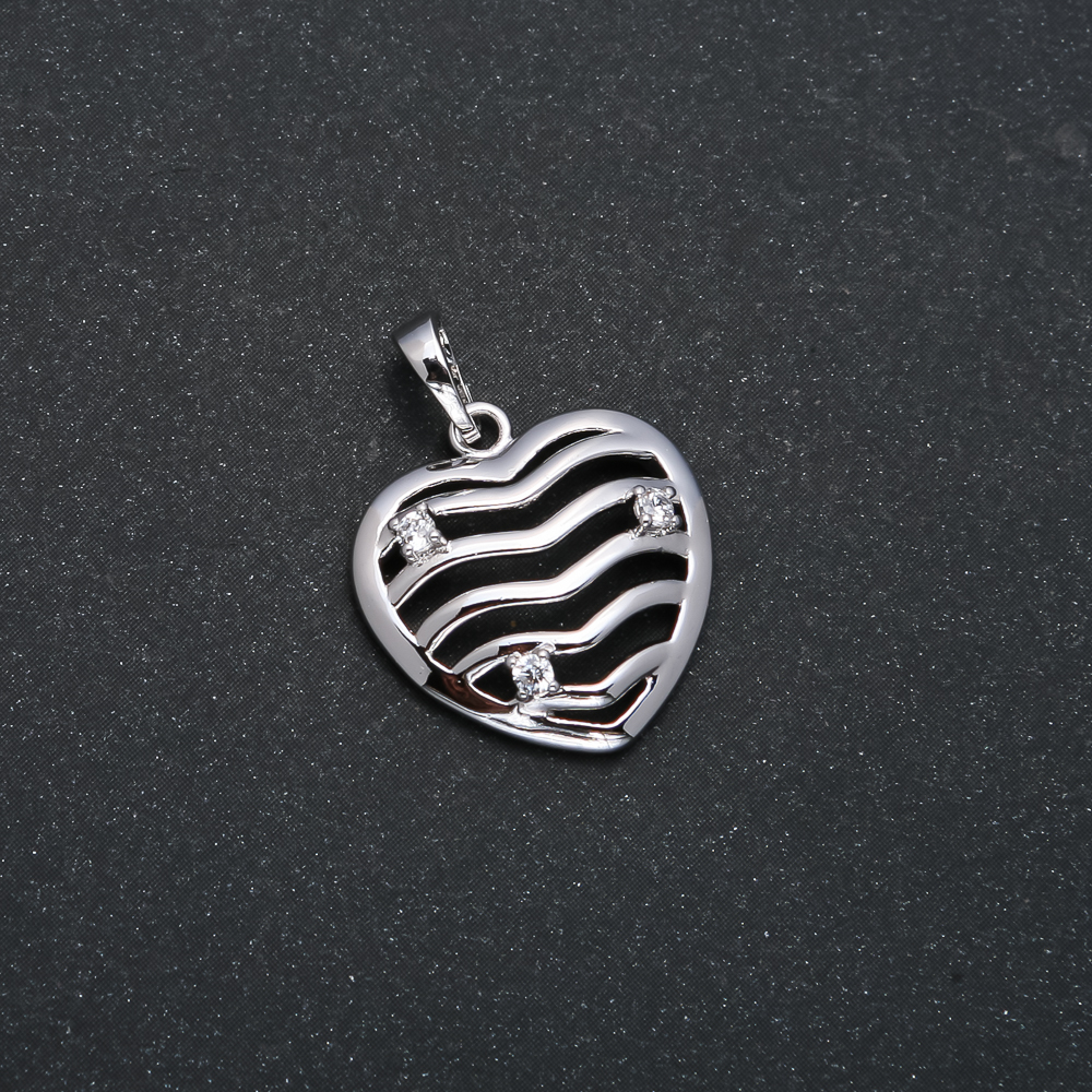 Кулон Xuping Родій Серце з білими стразами, діаметр 25х18мм +