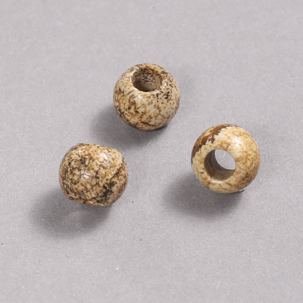 Mărgea Pandora din jasper peisaj, 12x10 mm, diametrul orificiului 5 mm +