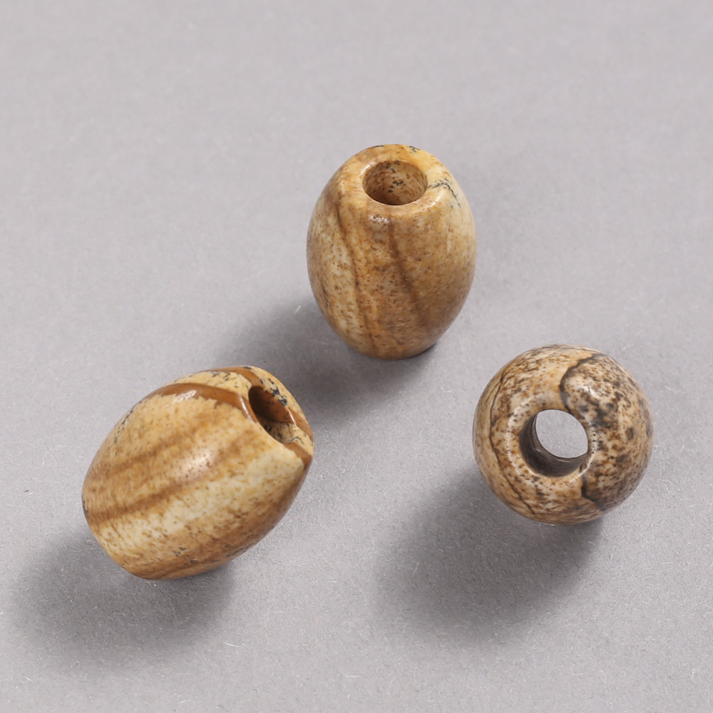 Mărgea Pandora din jasp peisaj, 16,5×15,5 mm, gaură de diametru 5,5 mm