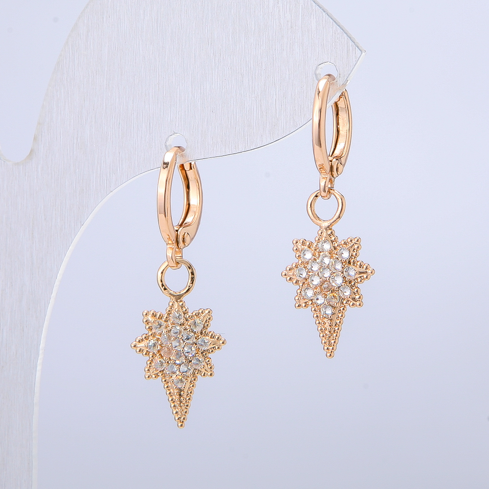 Cercei Xuping cu placare aur 18K și cristale albe, diametrul 30x10 mm +