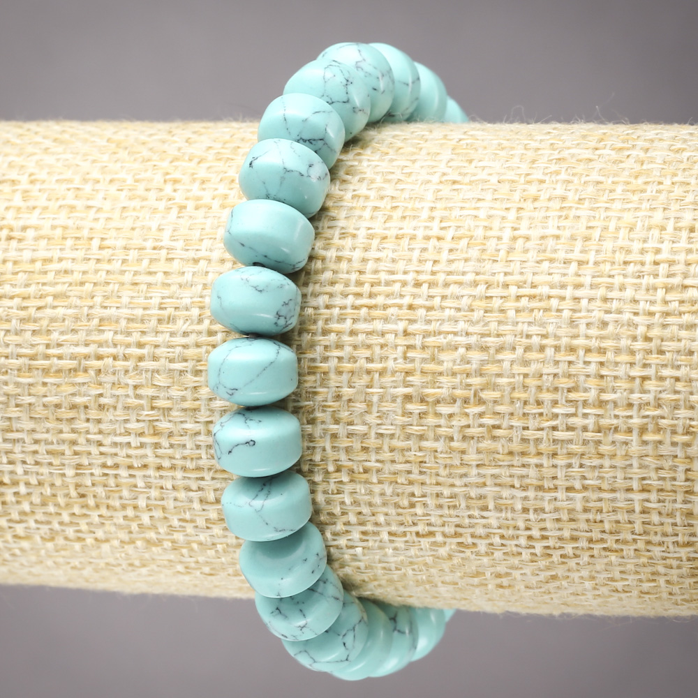 Brățară elastică din turcoaz, rondel neted, diametrul 9x7 mm+