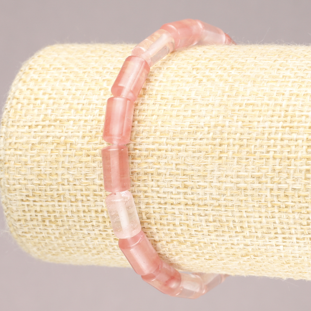 Brățară pe elastic din calcedon natural, cilindru neted, diametrul 10×6 mm