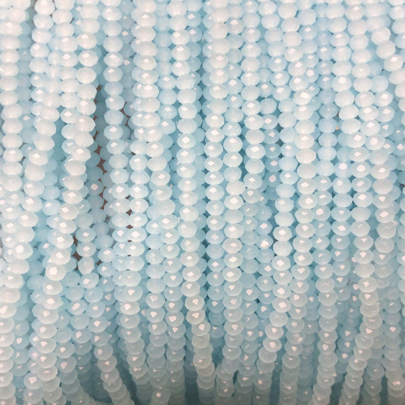 Mărgele din cristal ceh pe ață, culoare liliac deschis, mat, rondellă fațetată, diametrul aproximativ 3,5×3 mm, lungime 36–38 cm