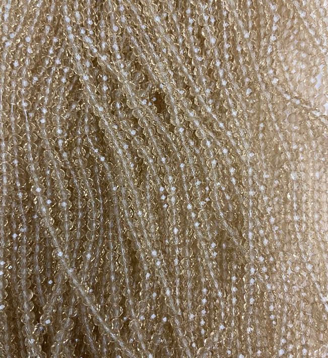 Mărgele din cristal ceh, nuanța șampanie, transparente, rondel tăiat, diametrul 3,5x3 mm, lungime 32 cm