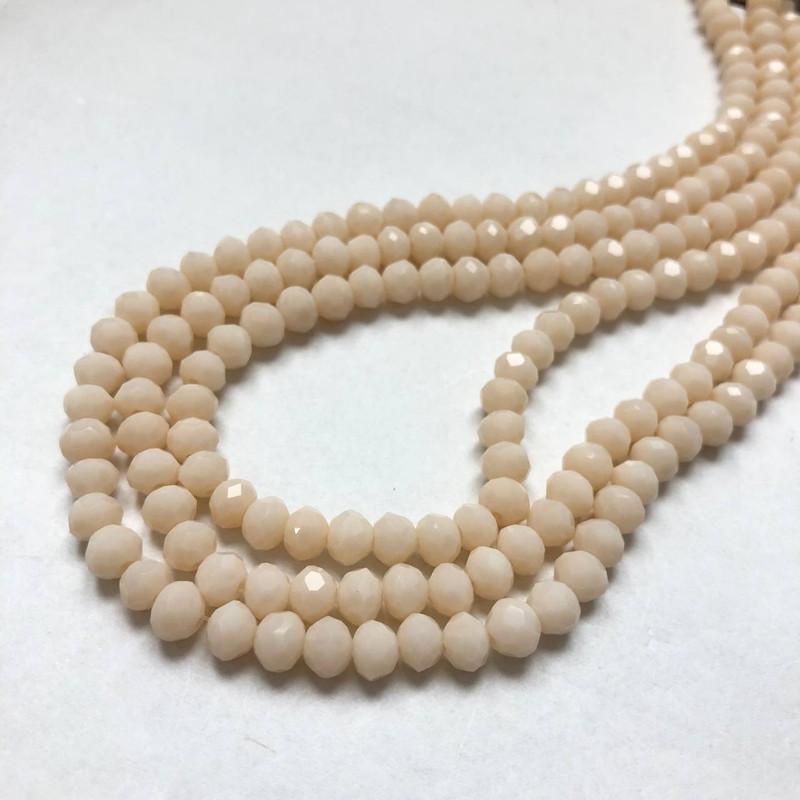 Mărgele din cristal cehesc pe fir, piersic mat, rondel facetat, diametrul 6x4,5 mm, lungime 38-40 cm