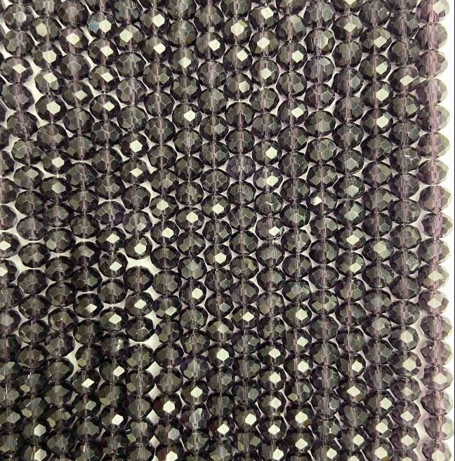 Mărgele rondel din cristal ceh, mov închis, facetate, diametrul 6x5 mm, lungimea 42 cm + -