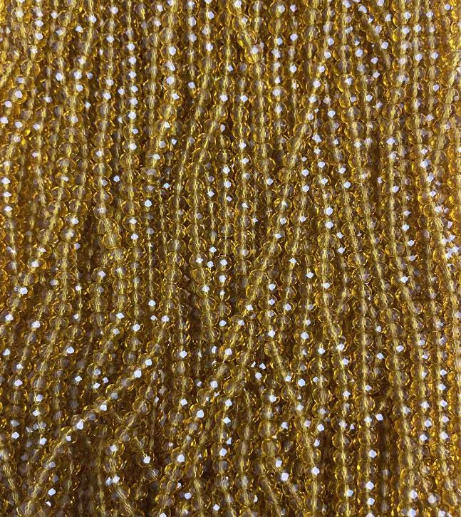 Mărgele din cristal ceh pe fir, chihlimbar transparent, rondel tăiat, diametrul 3,5×3 mm, lungime 33 cm +