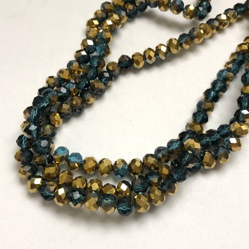 Mărgele din cristal ceh pe fir, asortiment, verde smarald transparent cu acoperire irizantă, rondelle tăiate, diametrul 6x4,5 mm, + -, lungime 38-40 cm