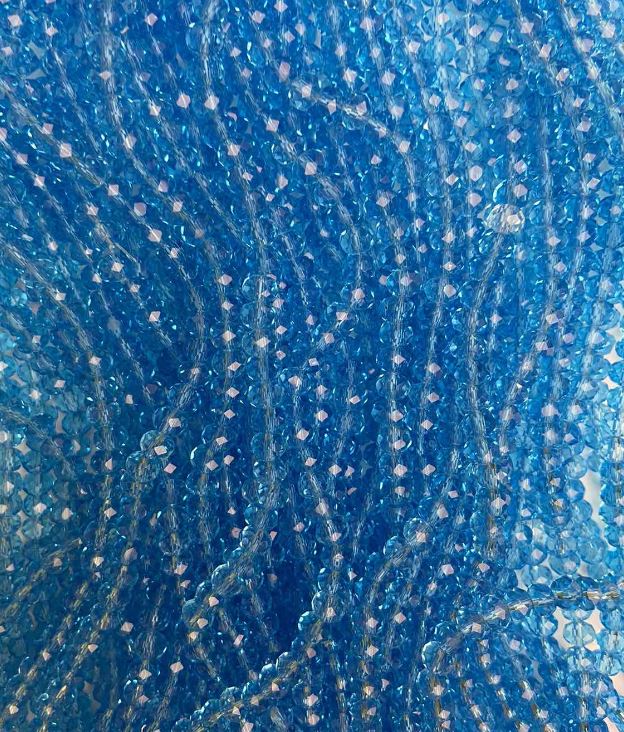Mărgele din cristal ceh pe șnur, albastru intens, transparente, rondel facetat, diametrul 6x4,5 mm + -, lungime 38 cm +