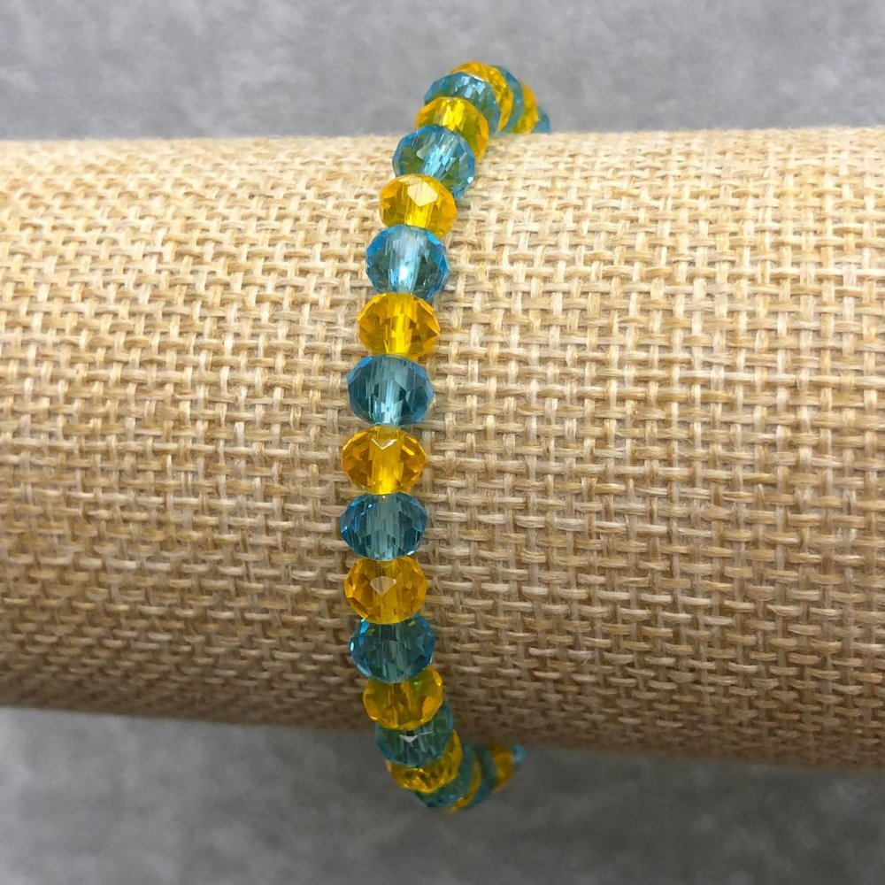 Brățară elastică din cristal ceh, rondel facetat din Ucraina, diametrul 6×4 mm, lungime 18 cm +/-