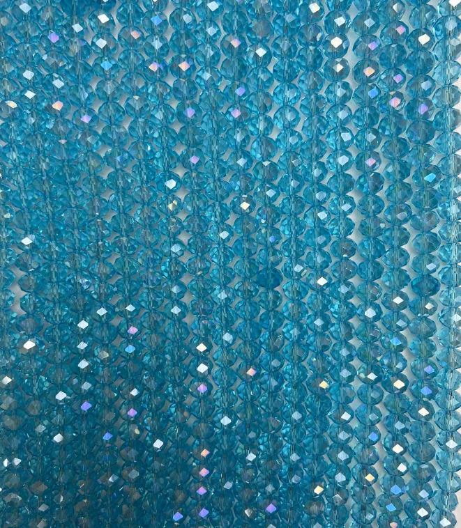 Mărgele din cristal cehesc pe fir, albastre deschise, cu finisaj benzină, rondelle tăiate, diametrul 8×6 mm, lungime 40 cm +