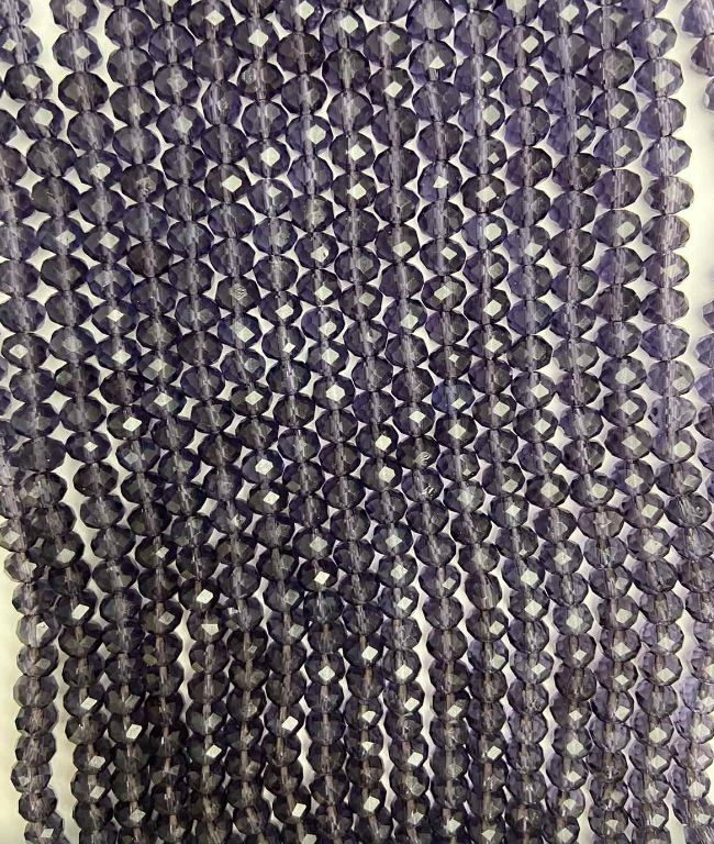 Mărgele mov din cristal ceh pe fir, rondel facetat transparent, diametrul 6x5 mm, lungime 40 cm +