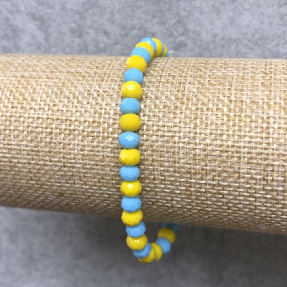 Браслет на гумці з Чеського Кришталю Україна гранований рондель, діаметр 6х4мм+-, довжина 18см+