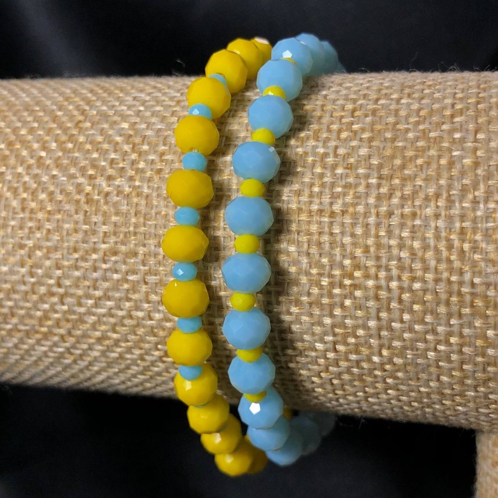 Brățară pereche pe elastic din cristal ceh, rondel facetat din Ucraina, diametrul 6x4 mm, lungime 18 cm+