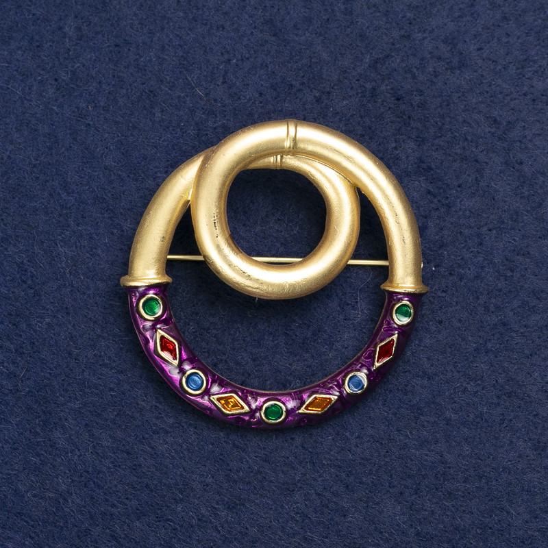 Broșă Accent din metal auriu și email, 45 mm+