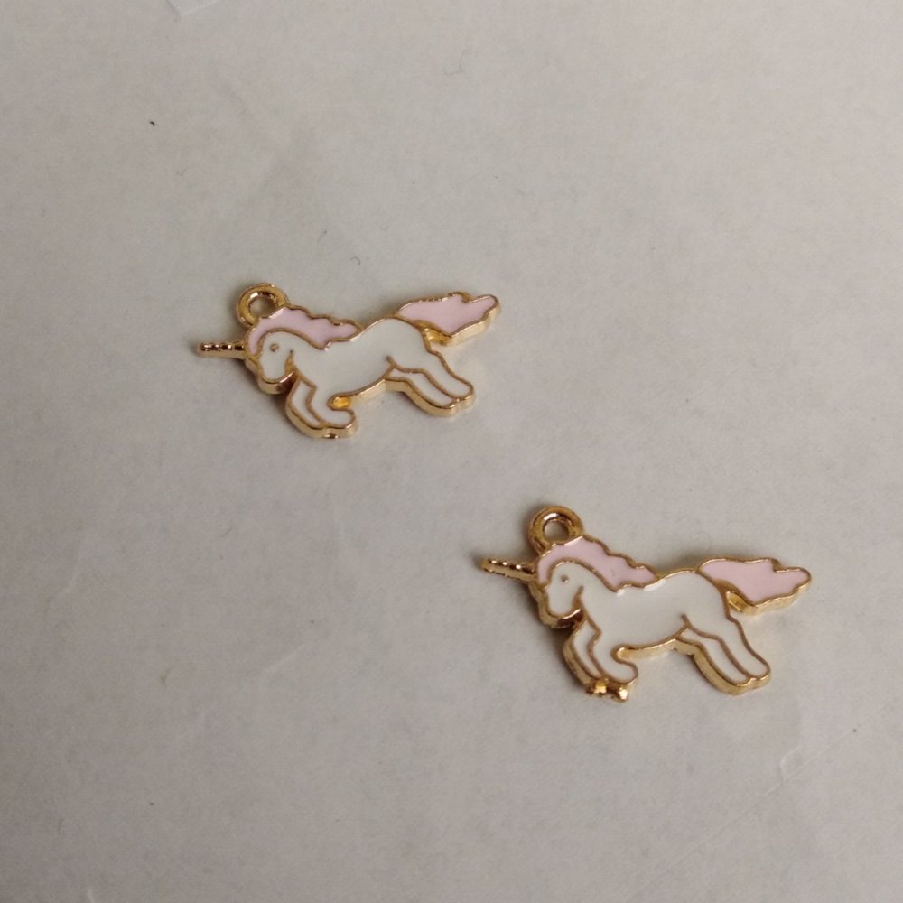 Pandantiv unicorn emailat, set 9 bucăți, 22×12 mm