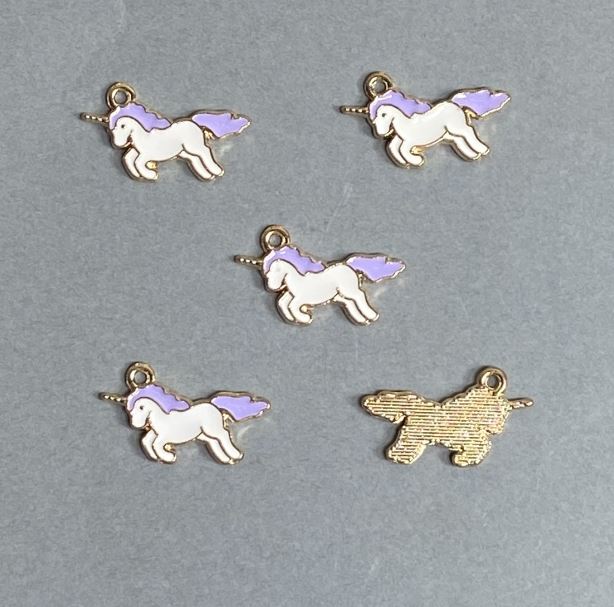 Furnitură pandantiv unicorn email, set de 9 buc., 22×12 mm