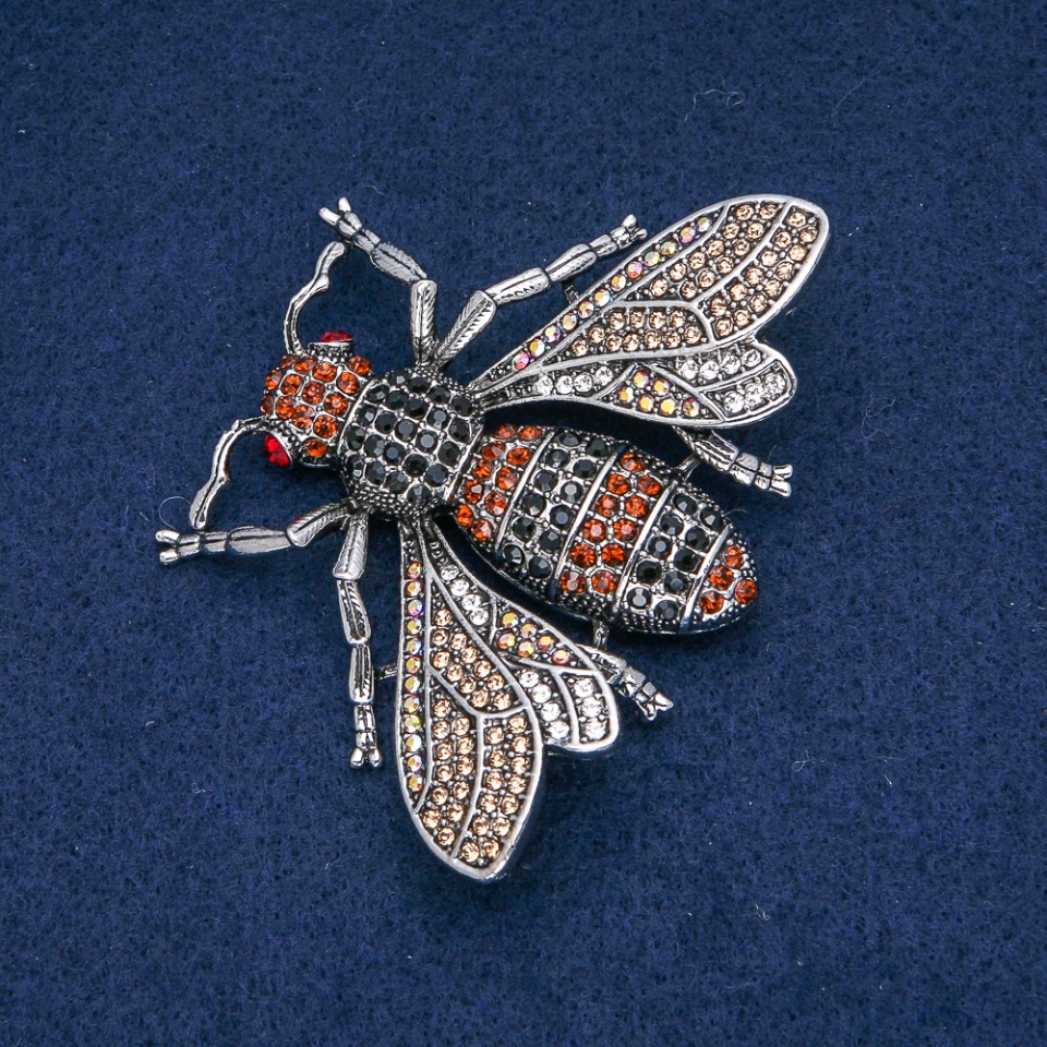 Broșă fluture aurii, negre și benzină, metal închis argintiu 70x55 mm +