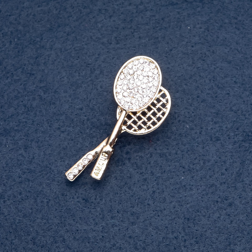 Broșă „Rachete de tenis” 52x22mm, culoare metalului aurie