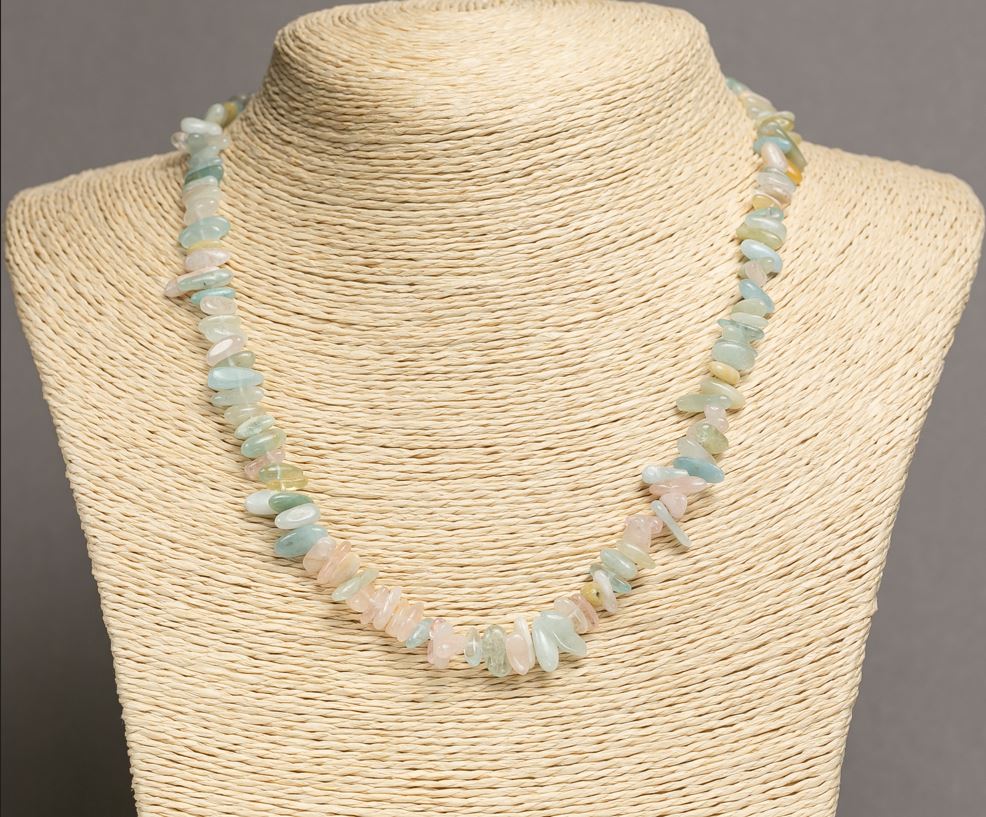 Colier din morganit natural, fațetat, diametrul 9x4 mm, lungime 45-47 cm +