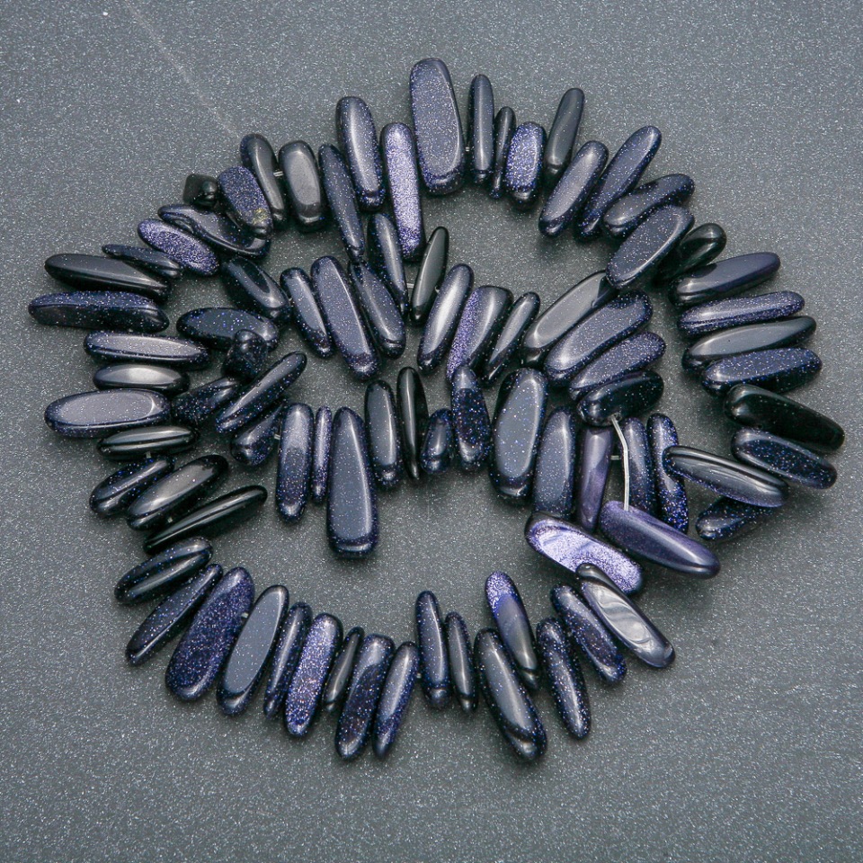 Șnur din piatră naturală Aventurin Noaptea Cairo granule «ac», diametrul 20×6 mm, lungime 41 cm +