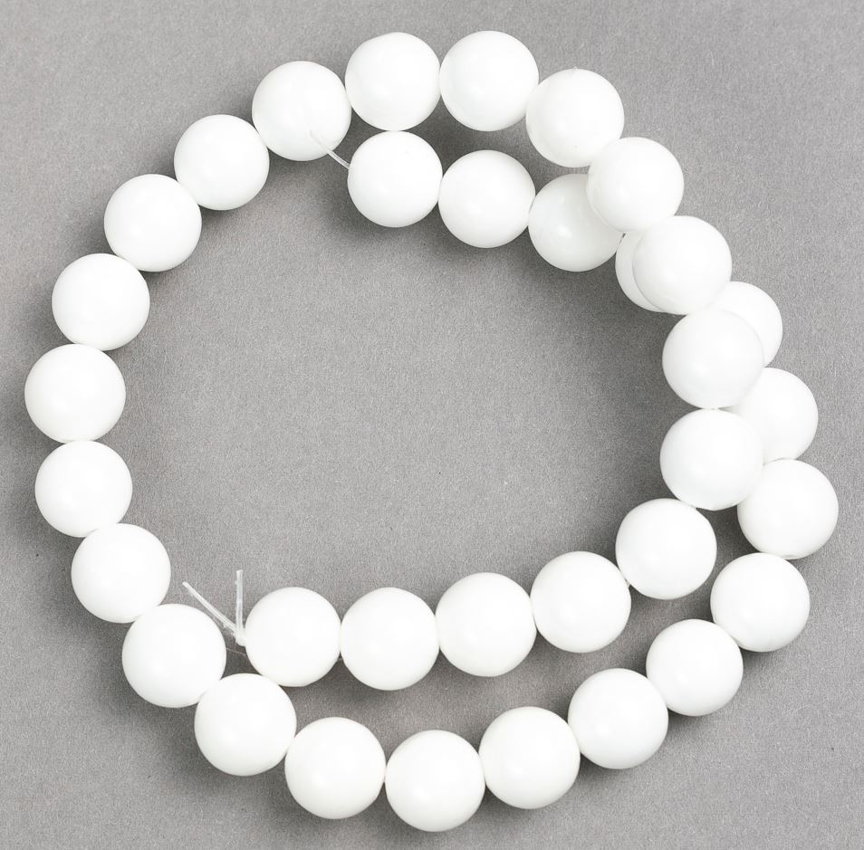 Mărgele pe fir "agat alb" (acrilic artificial) bile netede, diametrul 12 mm, lungime aproximativă de 40 cm