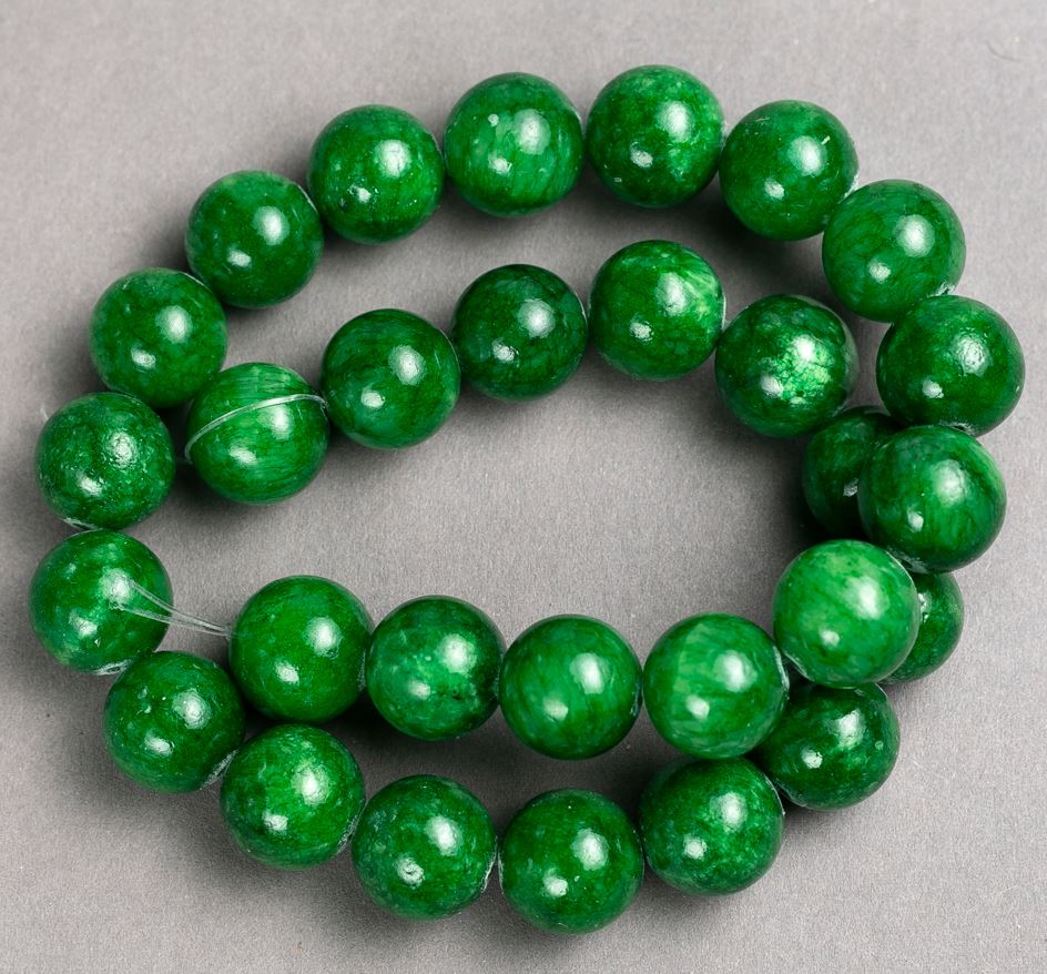 Mărgele Crizoprază acrilice (artificiale) pe fir, bile netede, diametrul 14 mm (+/-), lungime 40 cm