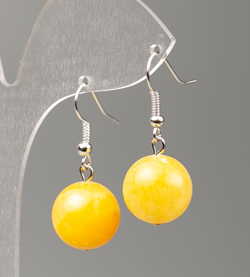 Cercei Citrin (acrilic sintetic), diametrul 14 mm, lungimea 35 mm