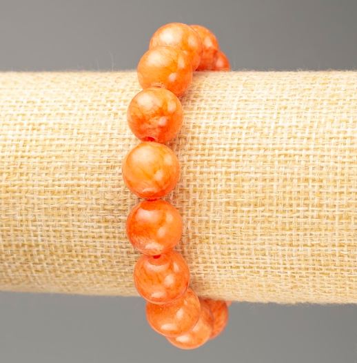 Brățară pe elastic cu citrin (acrilic artificial), diametrul 12,5 mm, lungimea 18 cm