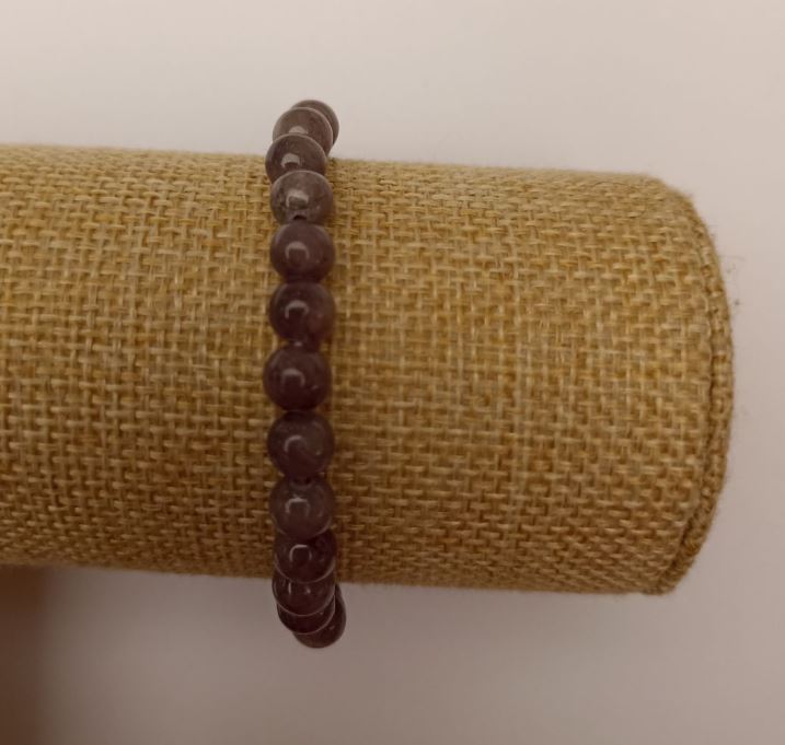 Brățară pe elastic din cuarț tonifiat (acrilic artificial) gri închis, mărgele lucioase, diametrul de 6,5 mm, lungime 18 cm