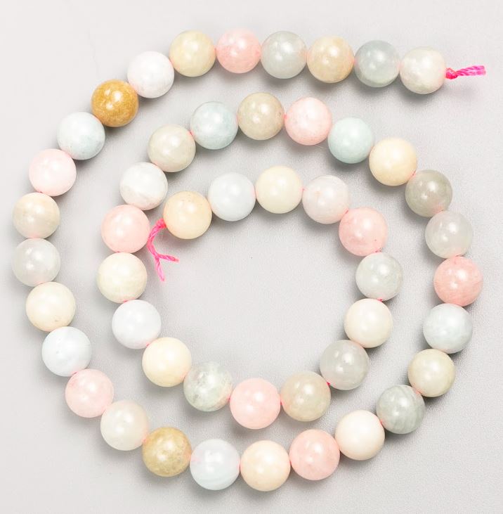 Mărgele pe șnur din piatră naturală Morganit, bilă netedă, diametrul de 8,5 mm, lungime 40 cm