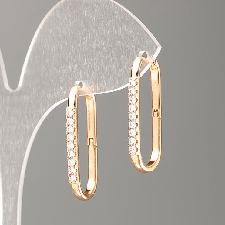 Cercei Xuping cu placare aur 18K și cristale albe, diametrul 27x2 mm+