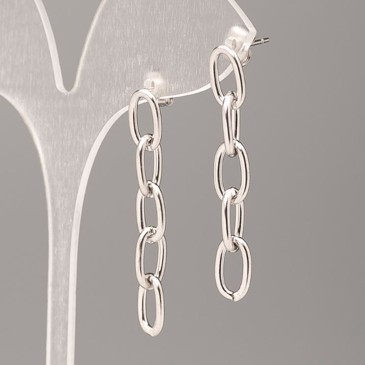 Cercei Xuping cu știfturi, bile din rodiu, lanț, diametrul 6,5 mm, lungimea 3,5 cm +