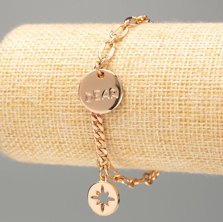 Brățară Xuping placare cu aur 18K "Dear" lanț în zale, lungime 18–21 cm, grosime 4 mm