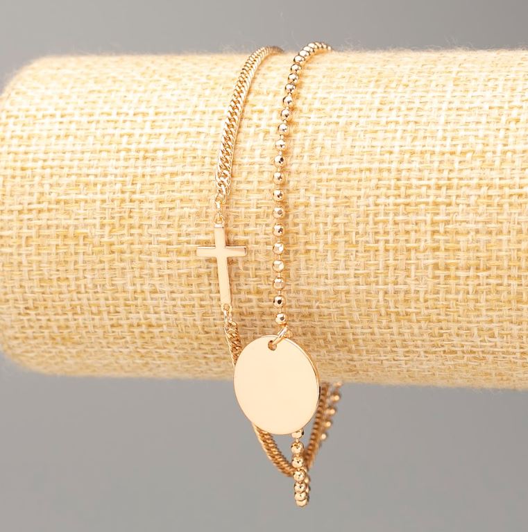 Brățară Xuping placare cu aur „Crucișor” 18K, lungime 18–22 cm, grosime 2 mm +/-