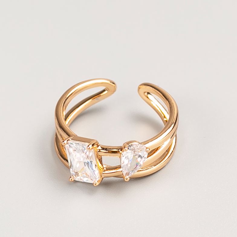 Каблучка Xuping колір металу "золото" білий камінь, розміри 16, 18